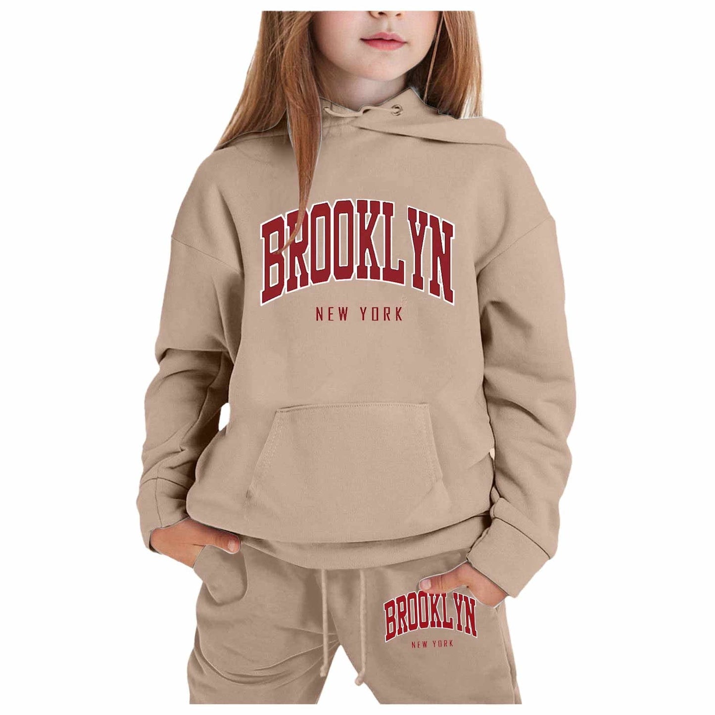 Girl Hooded Sweatshirt Set Letter Printed Long-Sleeve Girls' Active Sw