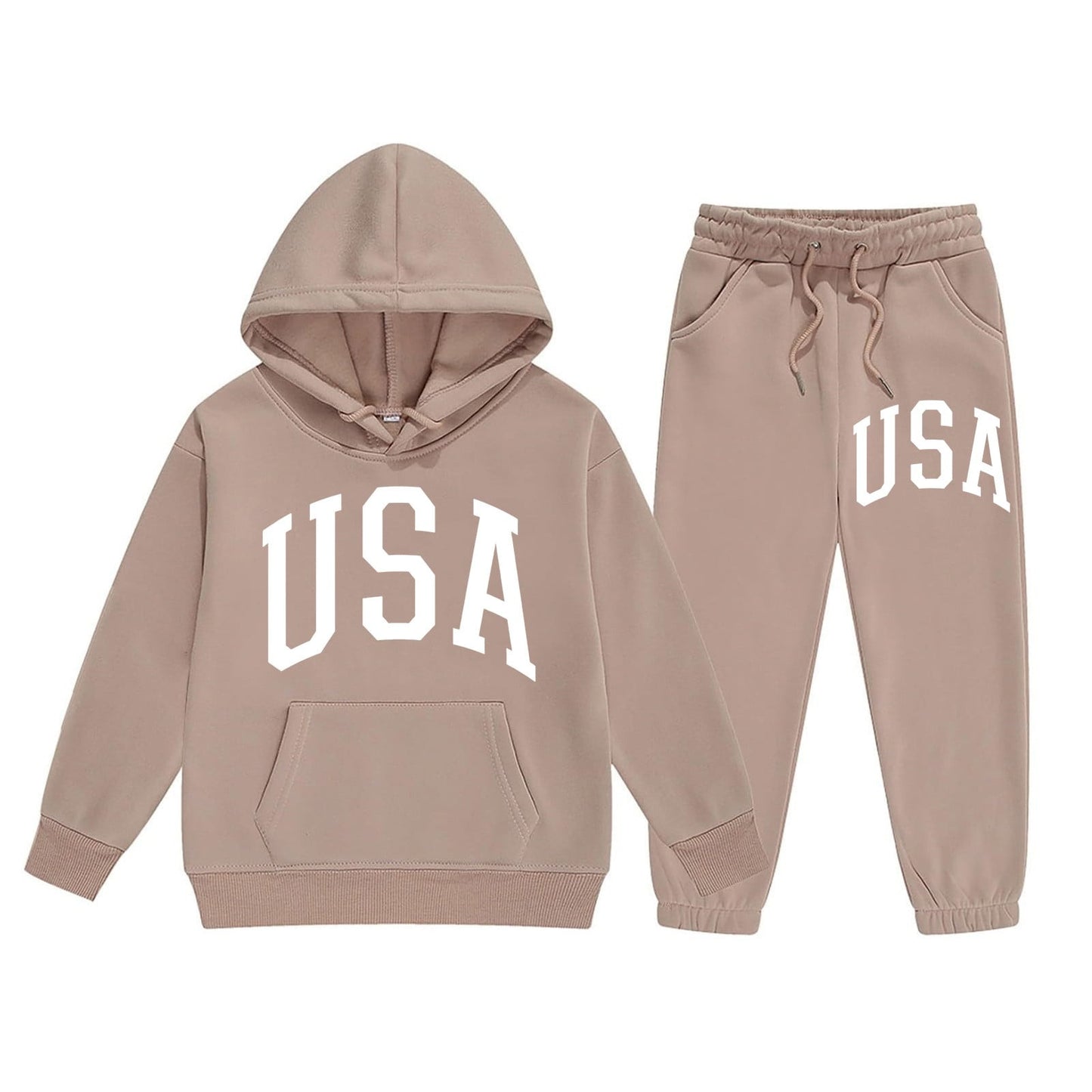 Girl Hooded Sweatshirt Set Letter Printed Long-Sleeve Girls' Active Sw