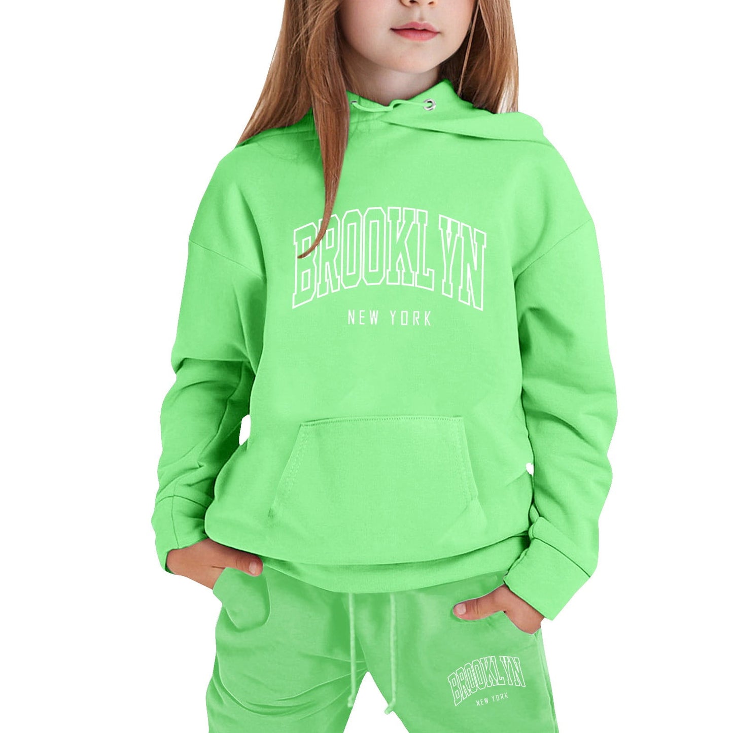 Girl Hooded Sweatshirt Set Letter Printed Long-Sleeve Girls' Active Sw