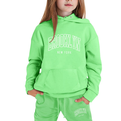 Girl Hooded Sweatshirt Set Letter Printed Long-Sleeve Girls' Active Sw