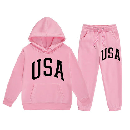 Girl Hooded Sweatshirt Set Letter Printed Long-Sleeve Girls' Active Sw