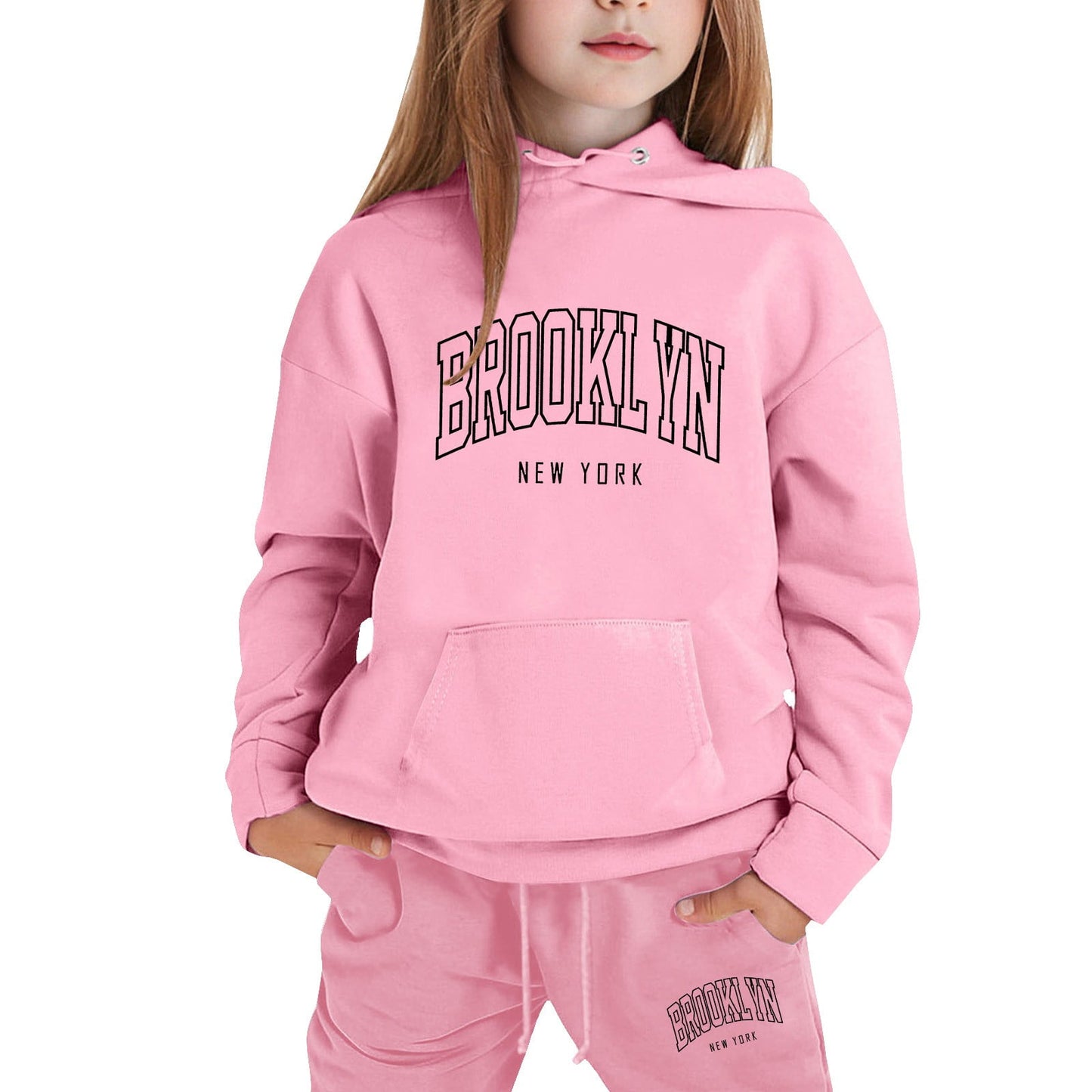 Girl Hooded Sweatshirt Set Letter Printed Long-Sleeve Girls' Active Sw