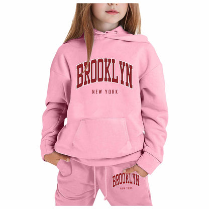 Girl Hooded Sweatshirt Set Letter Printed Long-Sleeve Girls' Active Sw