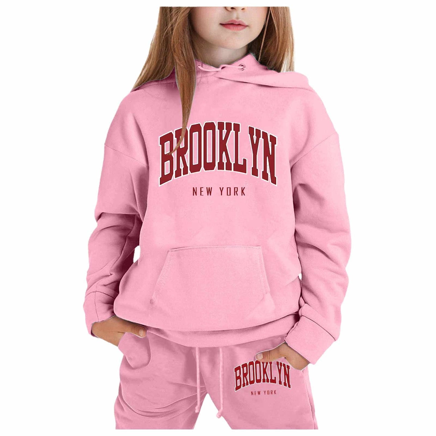 Girl Hooded Sweatshirt Set Letter Printed Long-Sleeve Girls' Active Sw