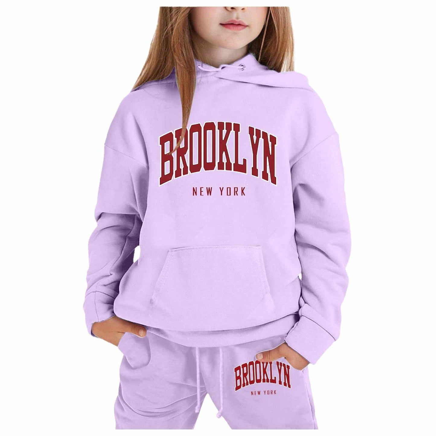 Girl Hooded Sweatshirt Set Letter Printed Long-Sleeve Girls' Active Sw
