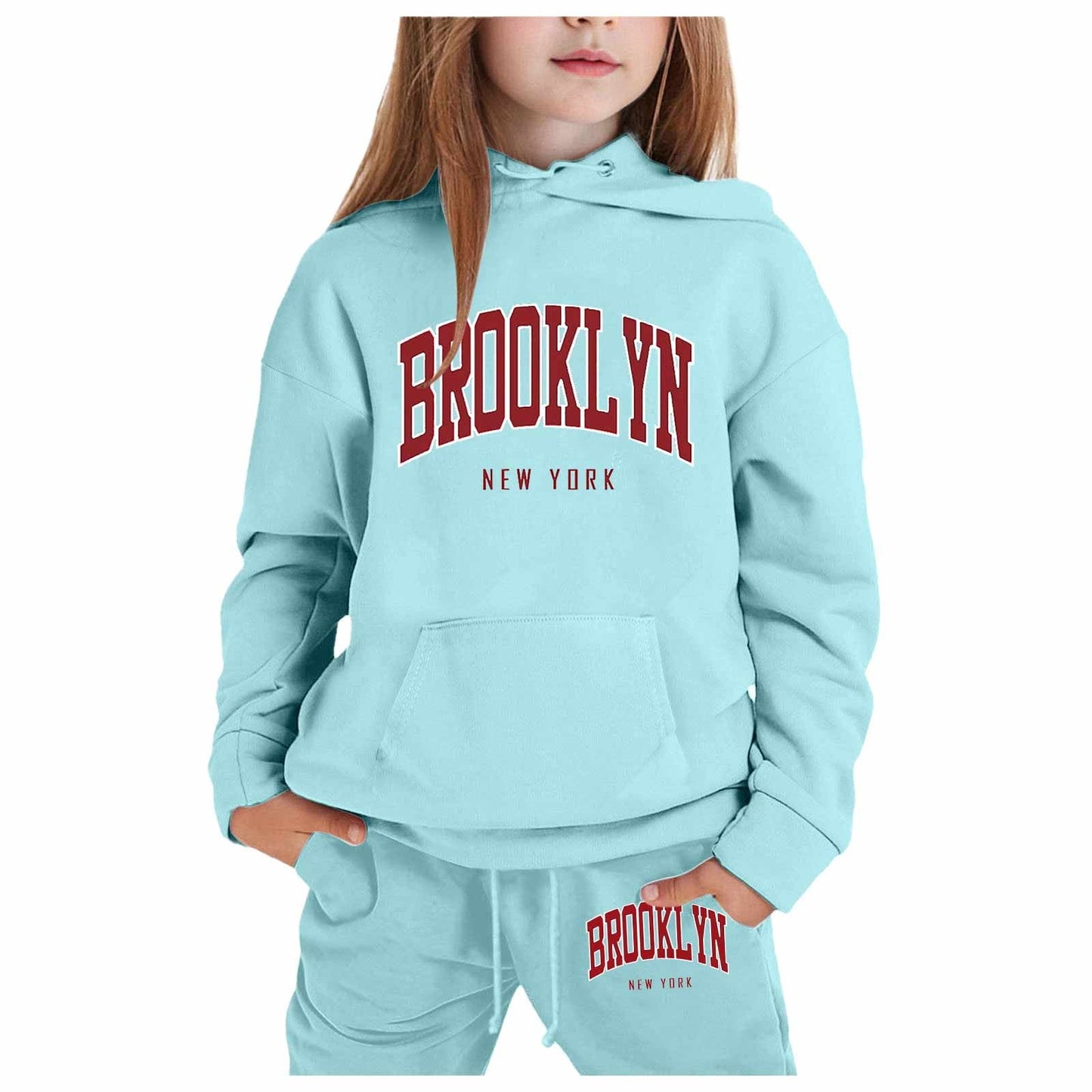Girl Hooded Sweatshirt Set Letter Printed Long-Sleeve Girls' Active Sw