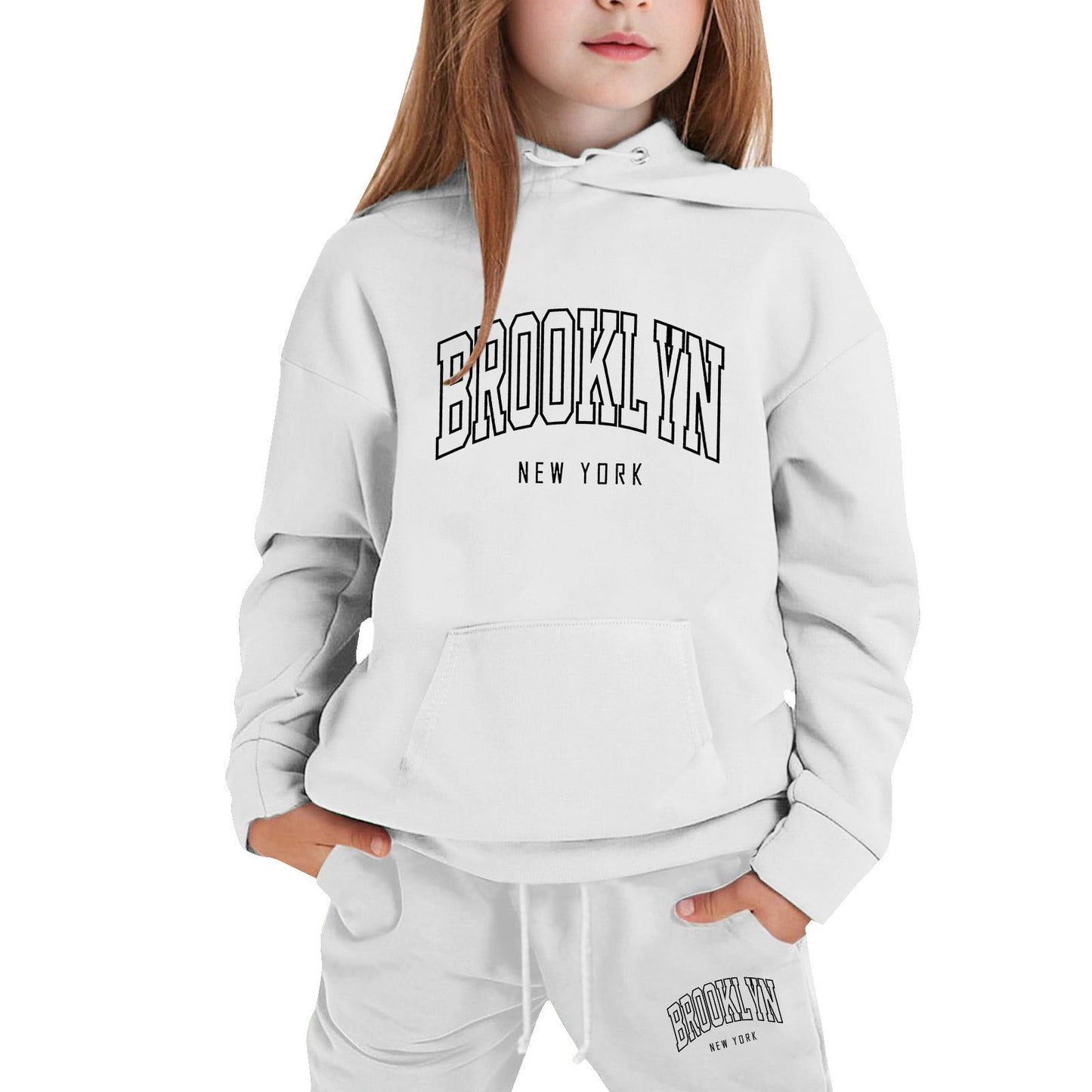 Girl Hooded Sweatshirt Set Letter Printed Long-Sleeve Girls' Active Sw