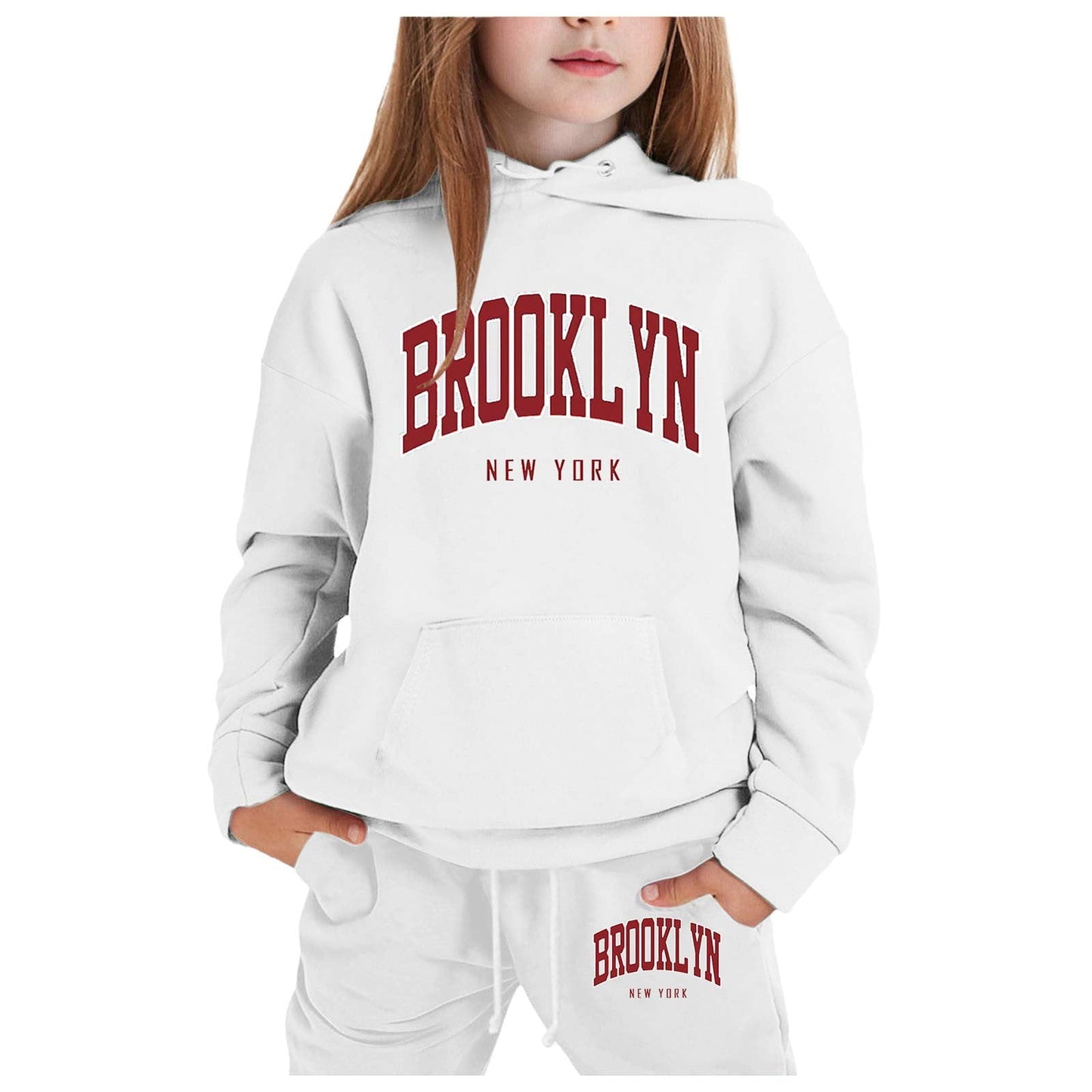 Girl Hooded Sweatshirt Set Letter Printed Long-Sleeve Girls' Active Sw
