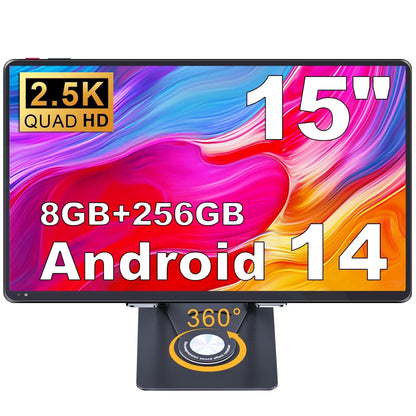 Golzer Android 14 Tablet 15 inch 2.5K Display, Helio G99 Octa-Core Pro