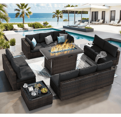 Grezone Outdoor Garden 12 Piece Patio Furniture with 43" 55000BTU Gas