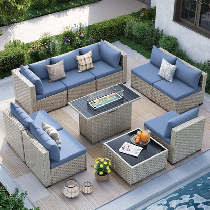 MRUAKA Outdoor Patio Furniture Set, 7-Piece Modular Sectional Sofa Wit