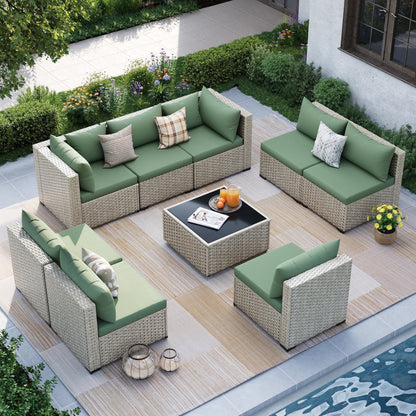 MRUAKA Outdoor Patio Furniture Set, 7-Piece Modular Sectional Sofa Wit