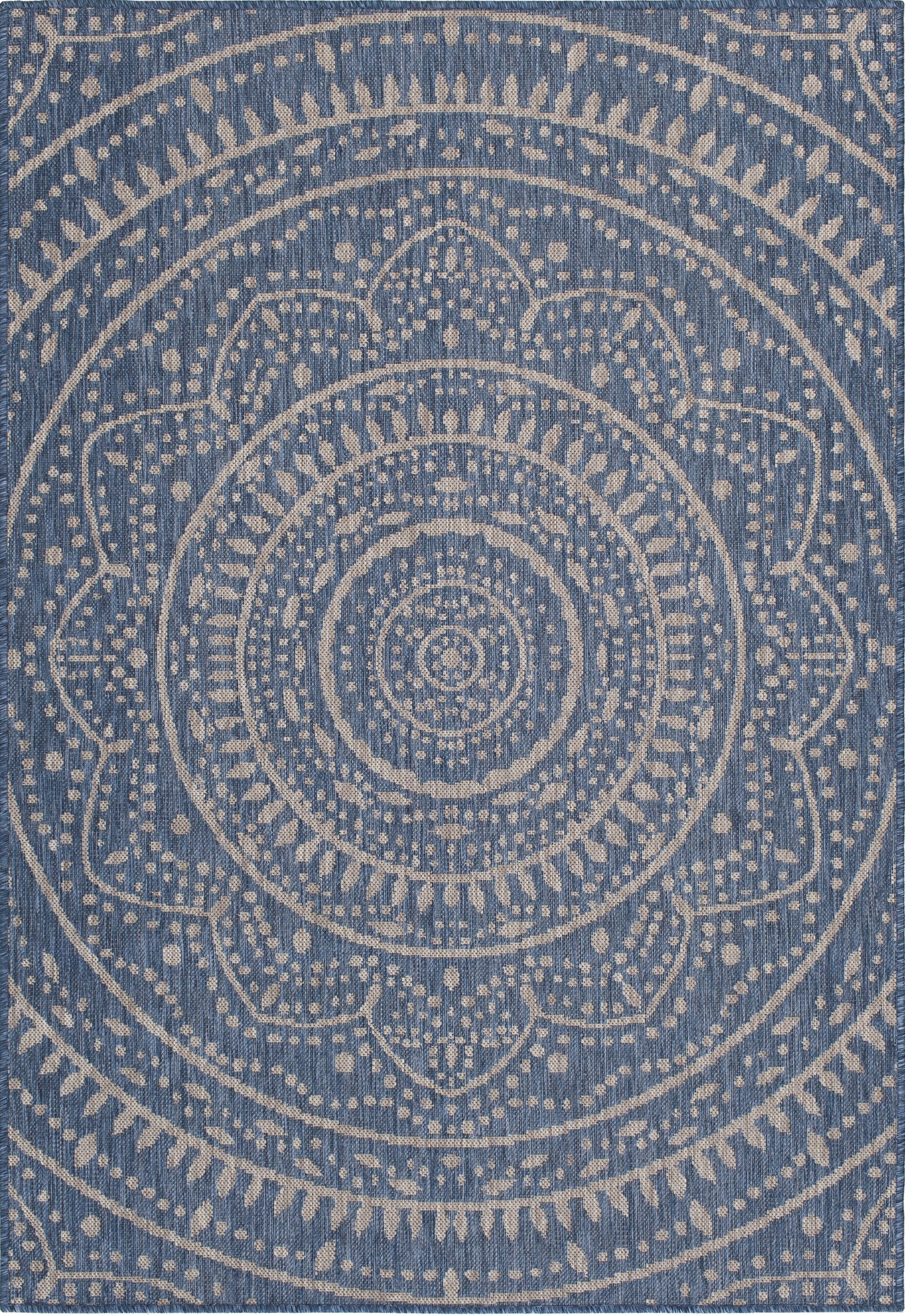 Mainstays Global Medallion Blue Polypropylene Outdoor Area Rug, 6'6"x9