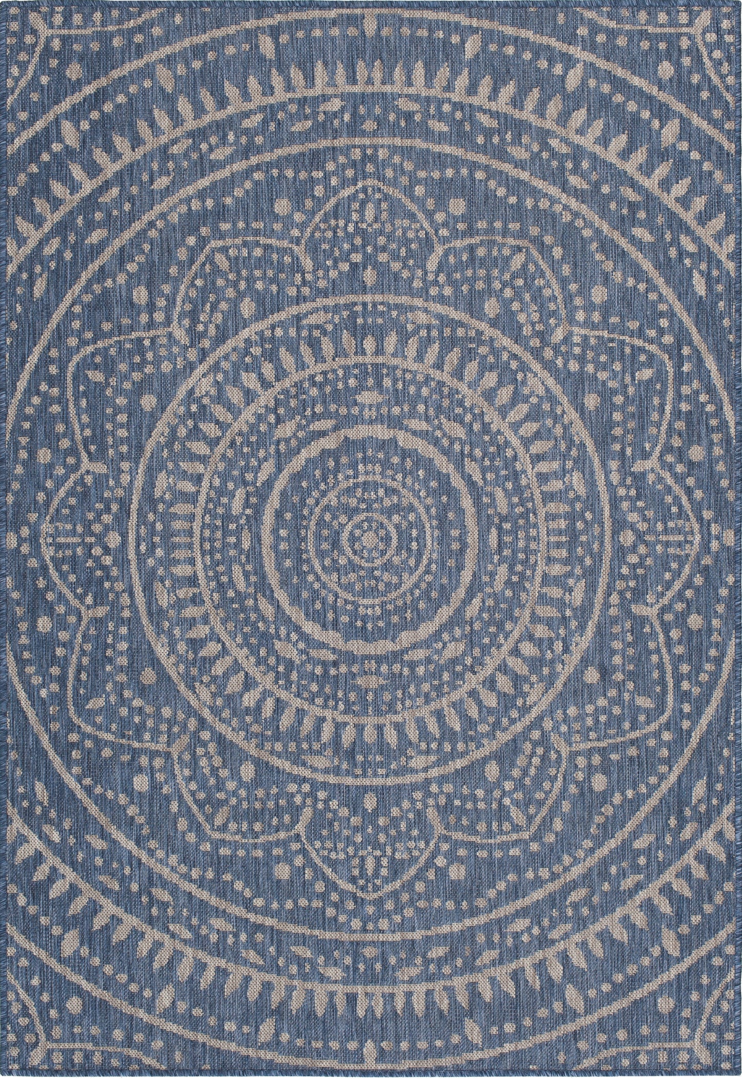 Mainstays Global Medallion Blue Polypropylene Outdoor Area Rug, 6'6"x9
