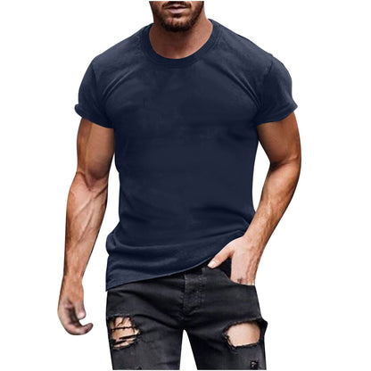 Summer Tops for Men Men's Round Neck Short Sleeved Short Sleeved Round