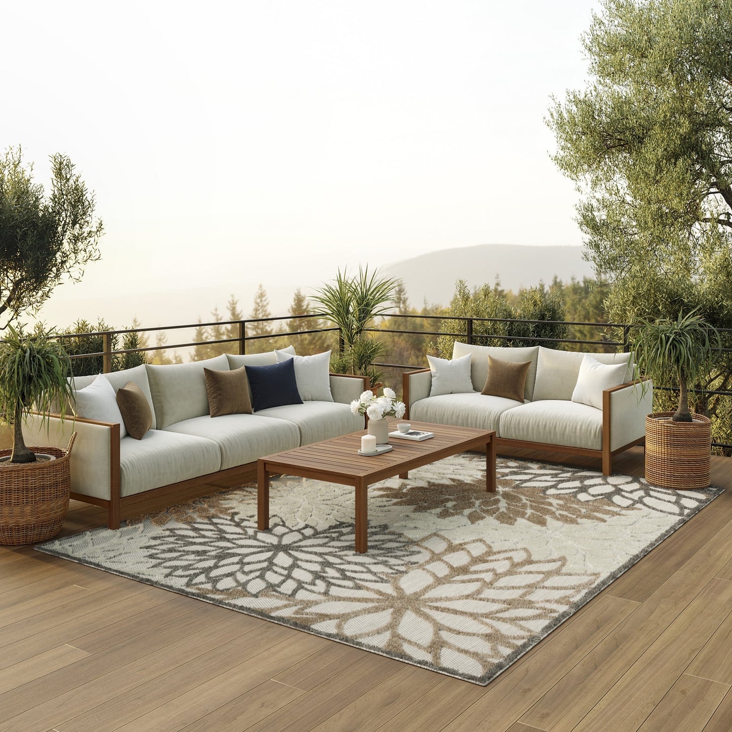 Nourison Aloha Indoor/Outdoor Natural 6' x 9' Area Rug, (6x9)