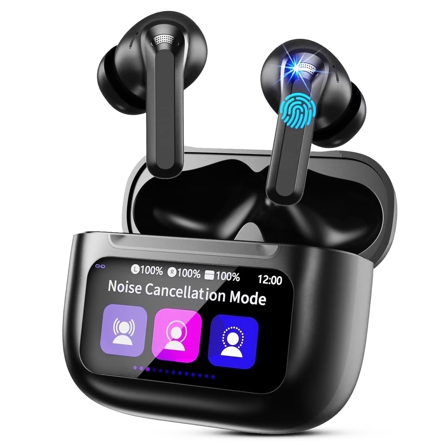 Touch Screen Wireless Earbuds Bluetooth Headphones with 50H Playtime,