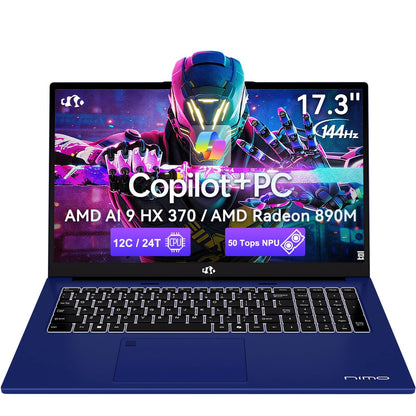 Oyzzraze 17.3 AI-Laptop Copilot+ PC, AMD Ryzen AI 9 HX 370(12C/24T, 50