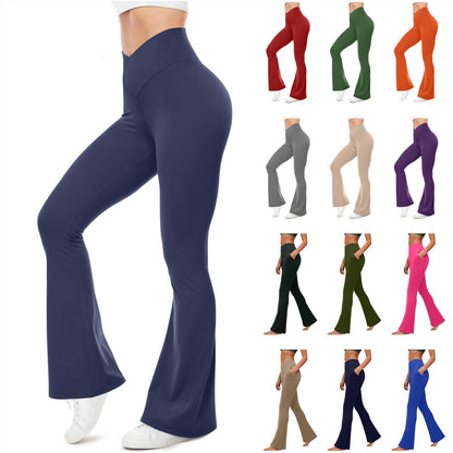 QATAINLAV Women's Flare Yoga Pants Casual V Crossover High Waisted Wor