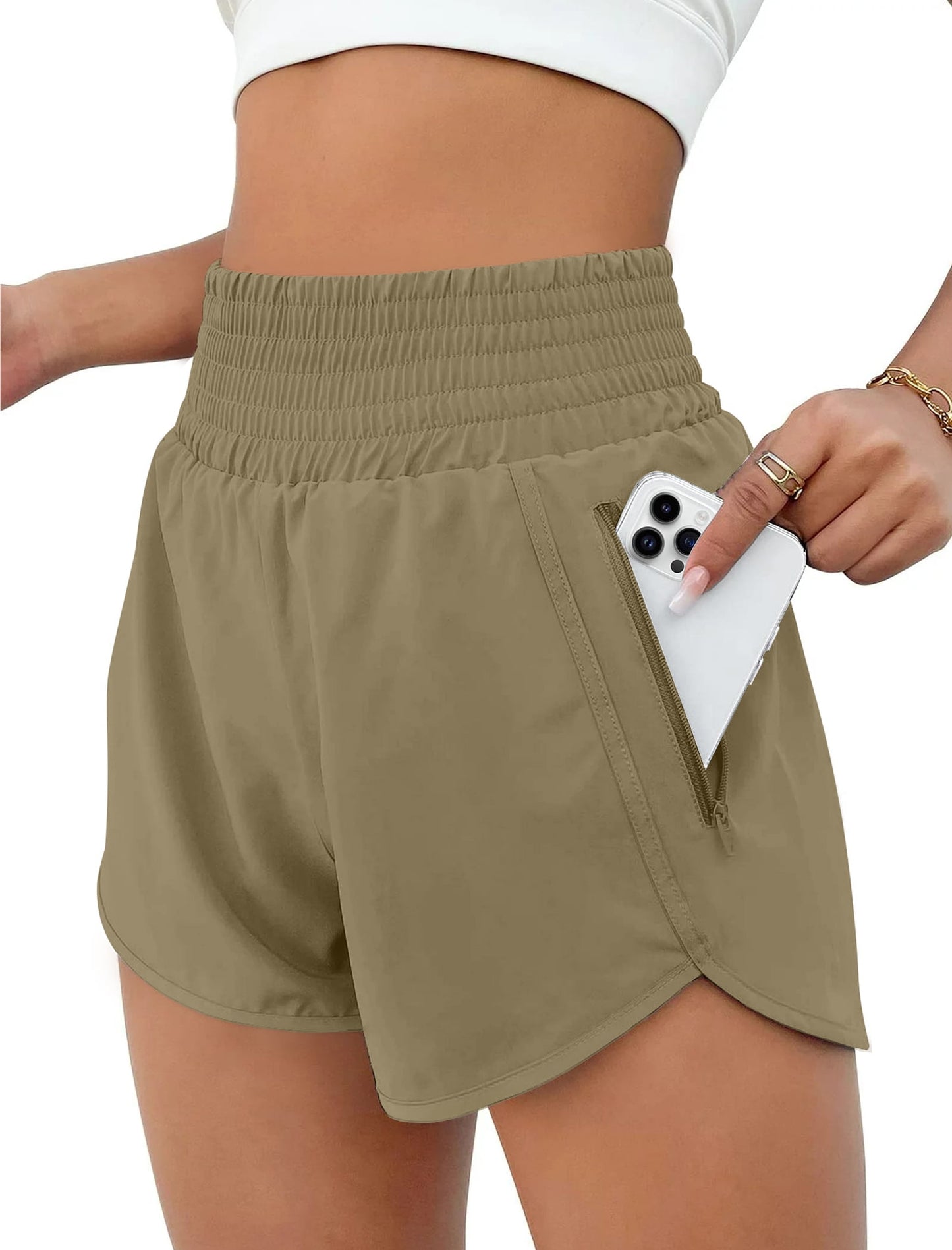 Rosvigor Womens Athletic Shorts High Waisted Running Shorts Gym Workou