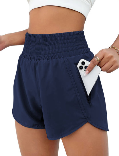 Rosvigor Womens Athletic Shorts High Waisted Running Shorts Gym Workou