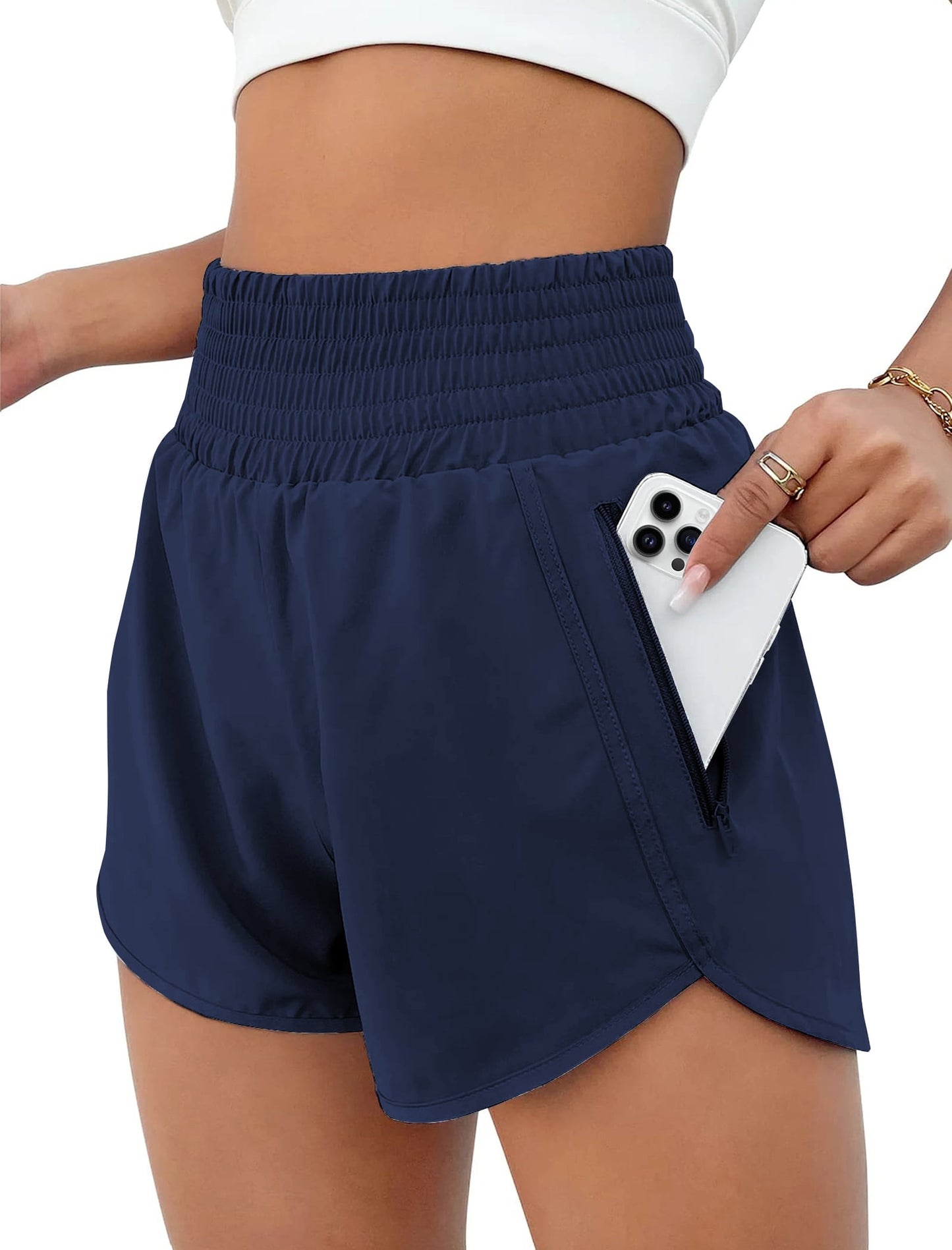 Rosvigor Womens Athletic Shorts High Waisted Running Shorts Gym Workou