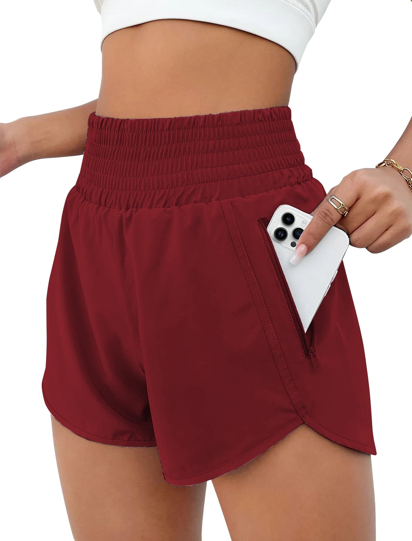 Rosvigor Womens Athletic Shorts High Waisted Running Shorts Gym Workou