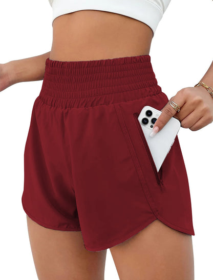 Rosvigor Womens Athletic Shorts High Waisted Running Shorts Gym Workou