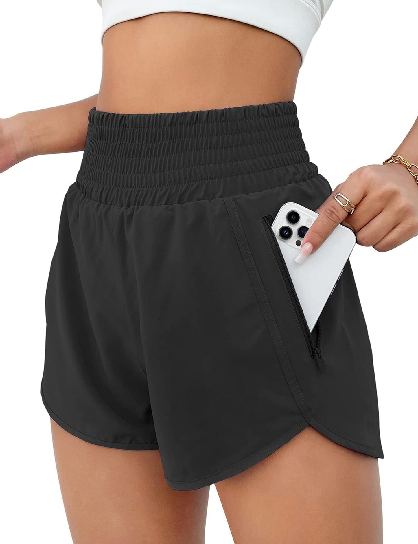 Rosvigor Womens Athletic Shorts High Waisted Running Shorts Gym Workou