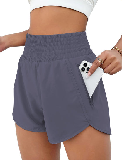 Rosvigor Womens Athletic Shorts High Waisted Running Shorts Gym Workou