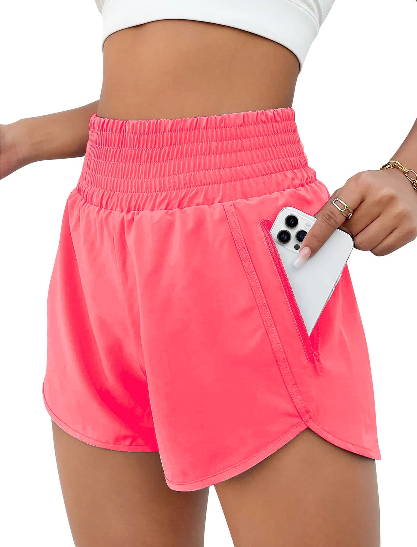Rosvigor Womens Athletic Shorts High Waisted Running Shorts Gym Workou