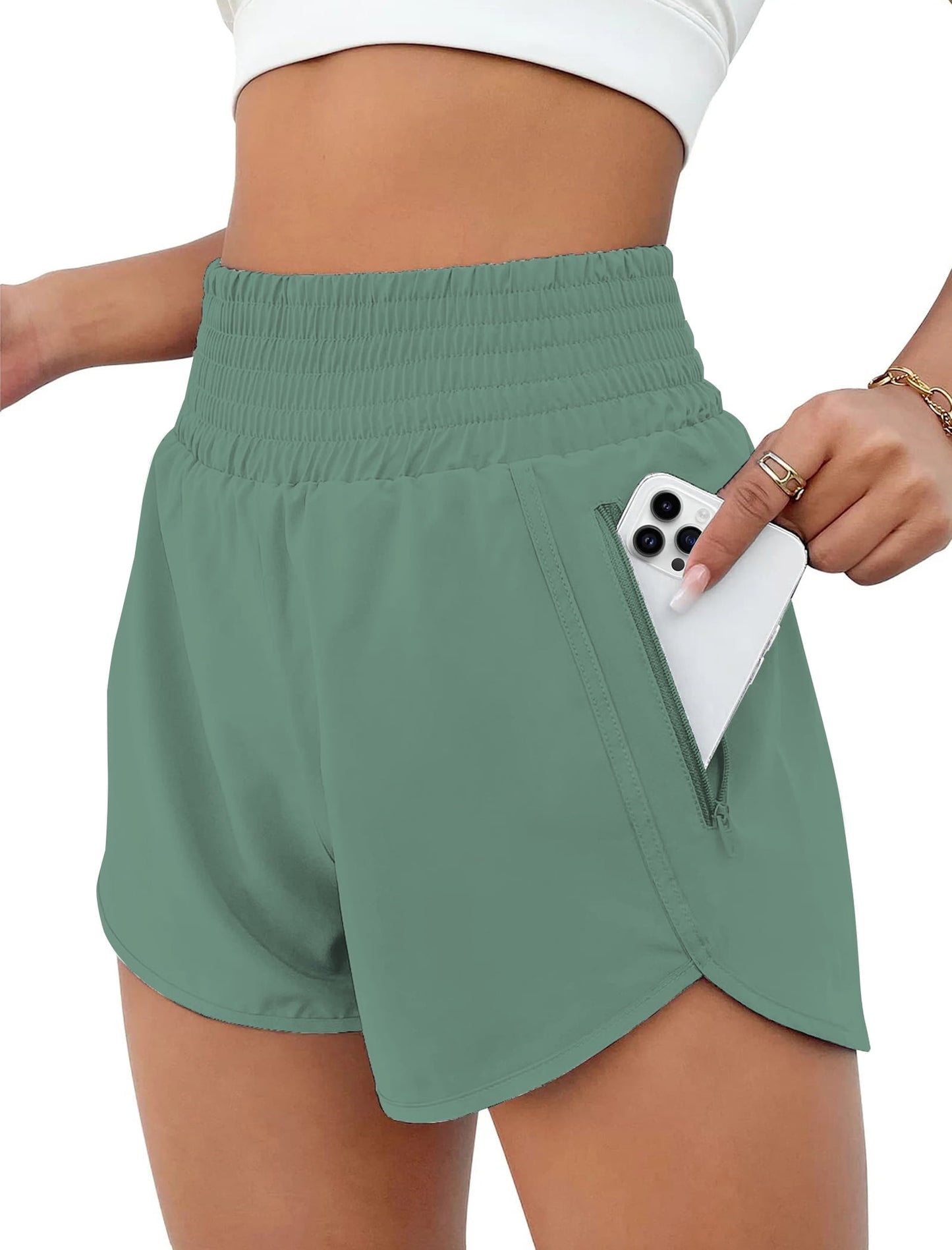 Rosvigor Womens Athletic Shorts High Waisted Running Shorts Gym Workou