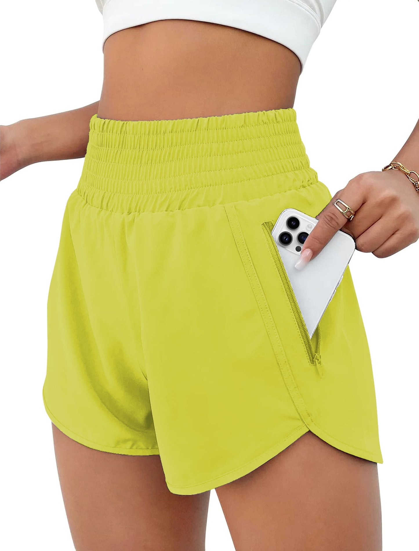 Rosvigor Womens Athletic Shorts High Waisted Running Shorts Gym Workou