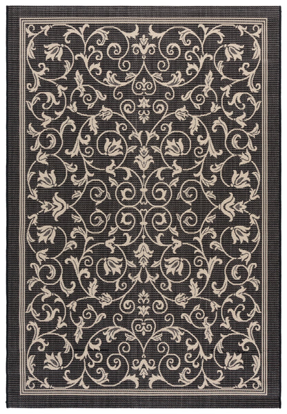 Safavieh Courtyard Nanda Botanical Indoor/Outdoor Area Rug, Sand/Black