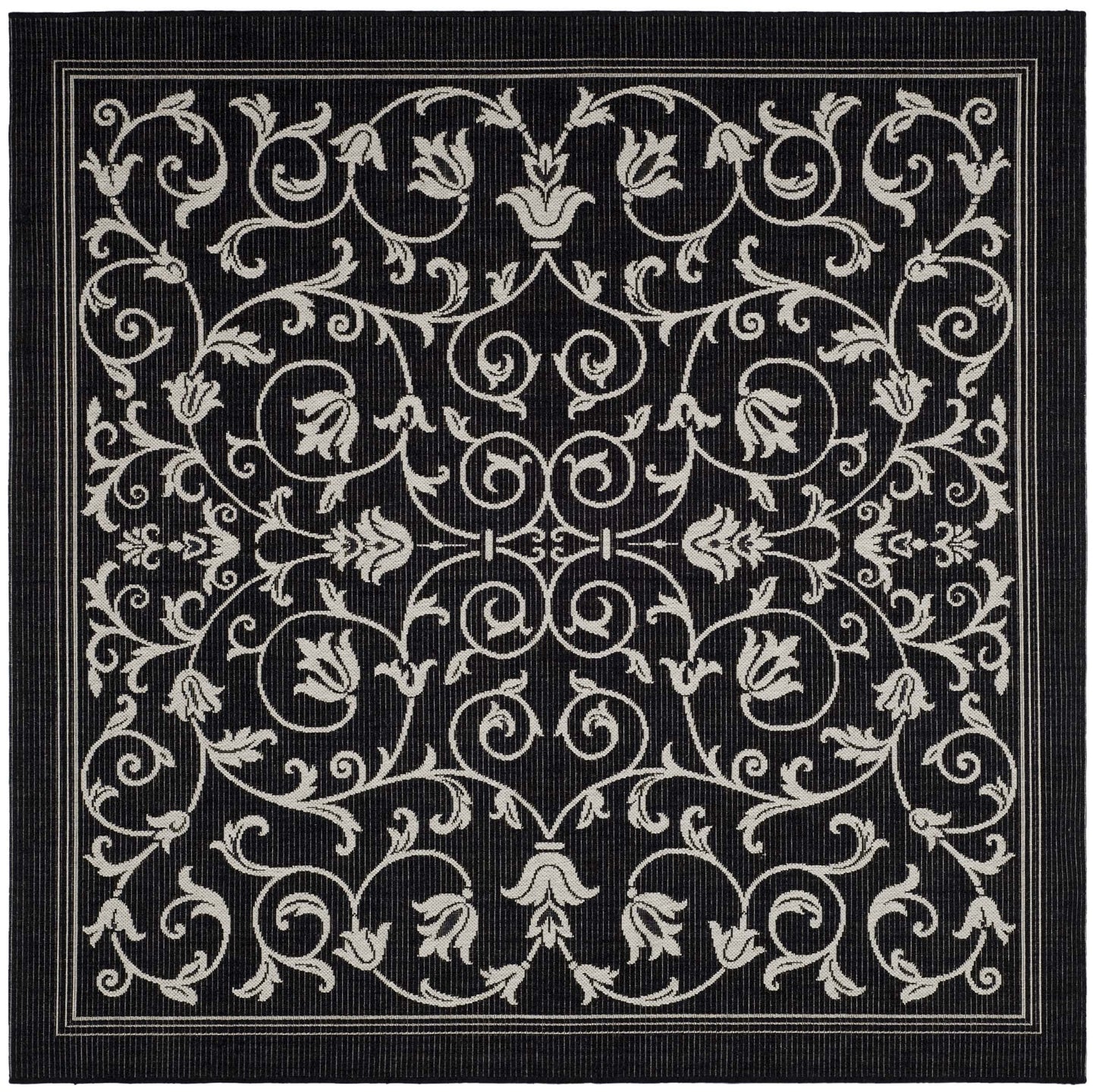 Safavieh Courtyard Nanda Botanical Indoor/Outdoor Area Rug, Sand/Black