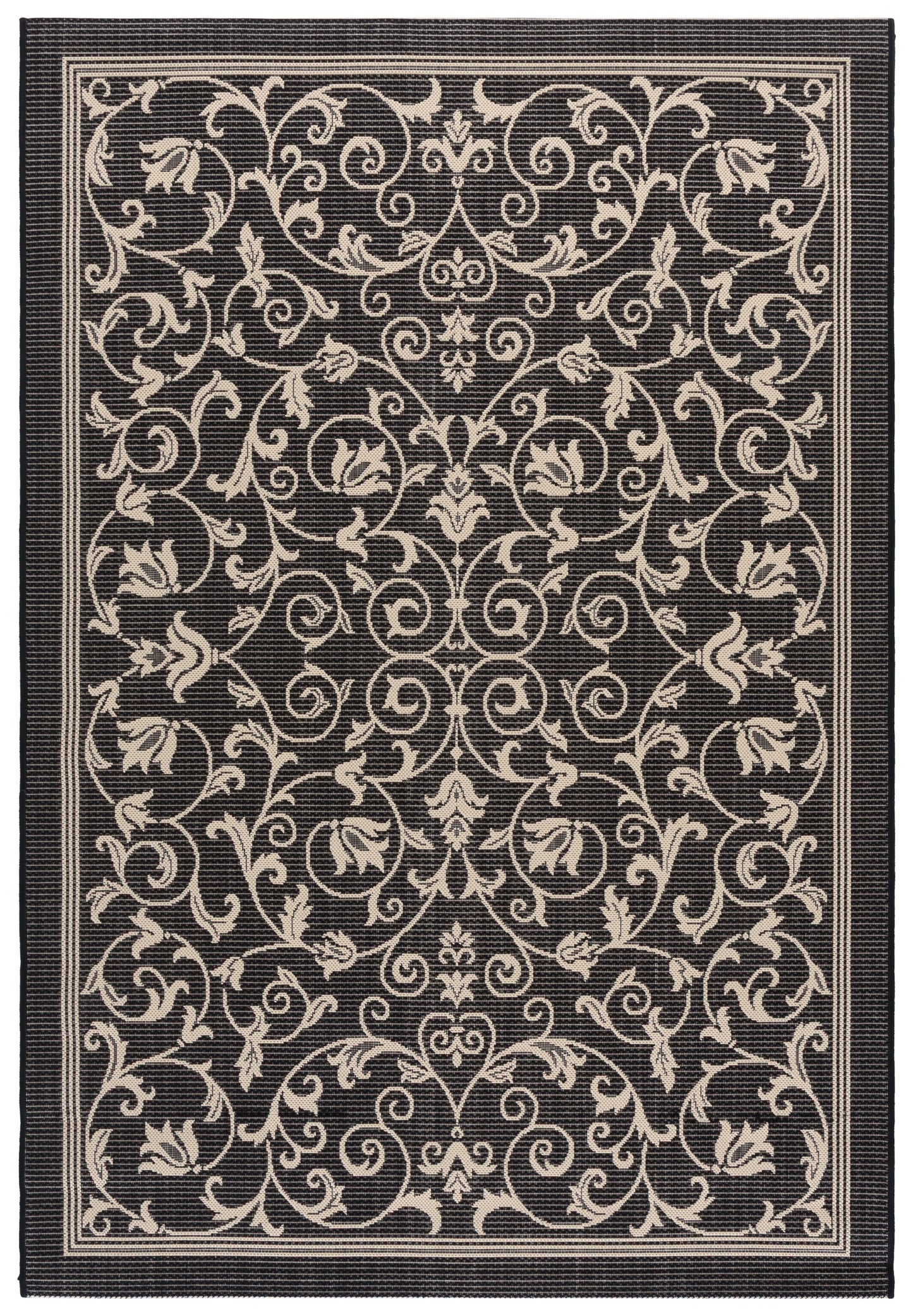 Safavieh Courtyard Nanda Botanical Indoor/Outdoor Area Rug, Sand/Black