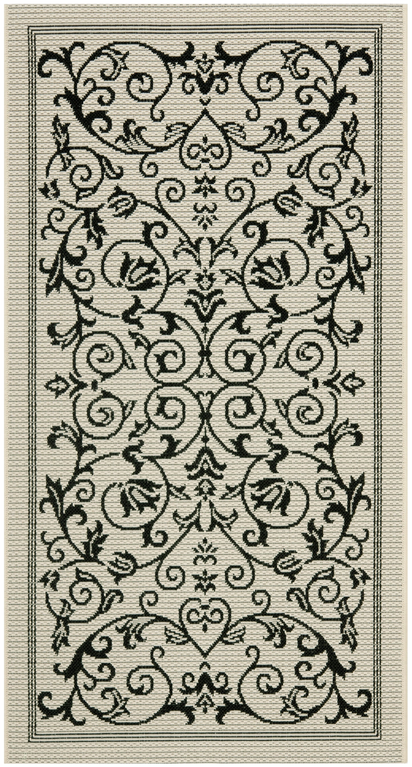 Safavieh Courtyard Nanda Botanical Indoor/Outdoor Area Rug, Sand/Black