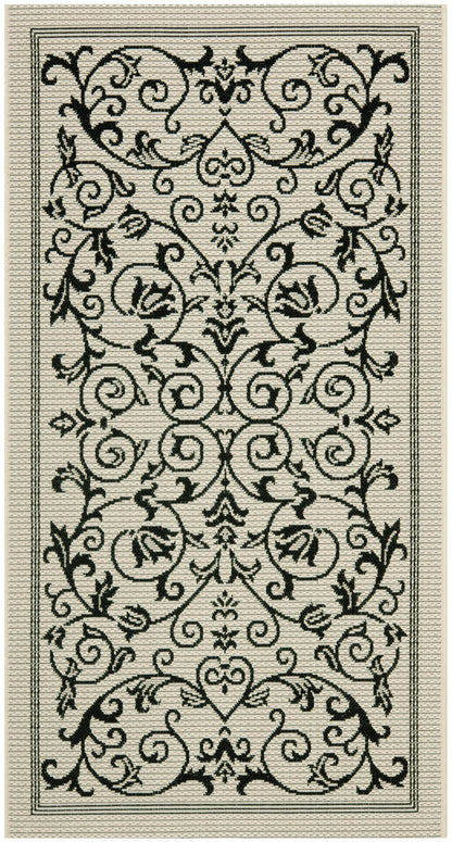 Safavieh Courtyard Nanda Botanical Indoor/Outdoor Area Rug, Sand/Black