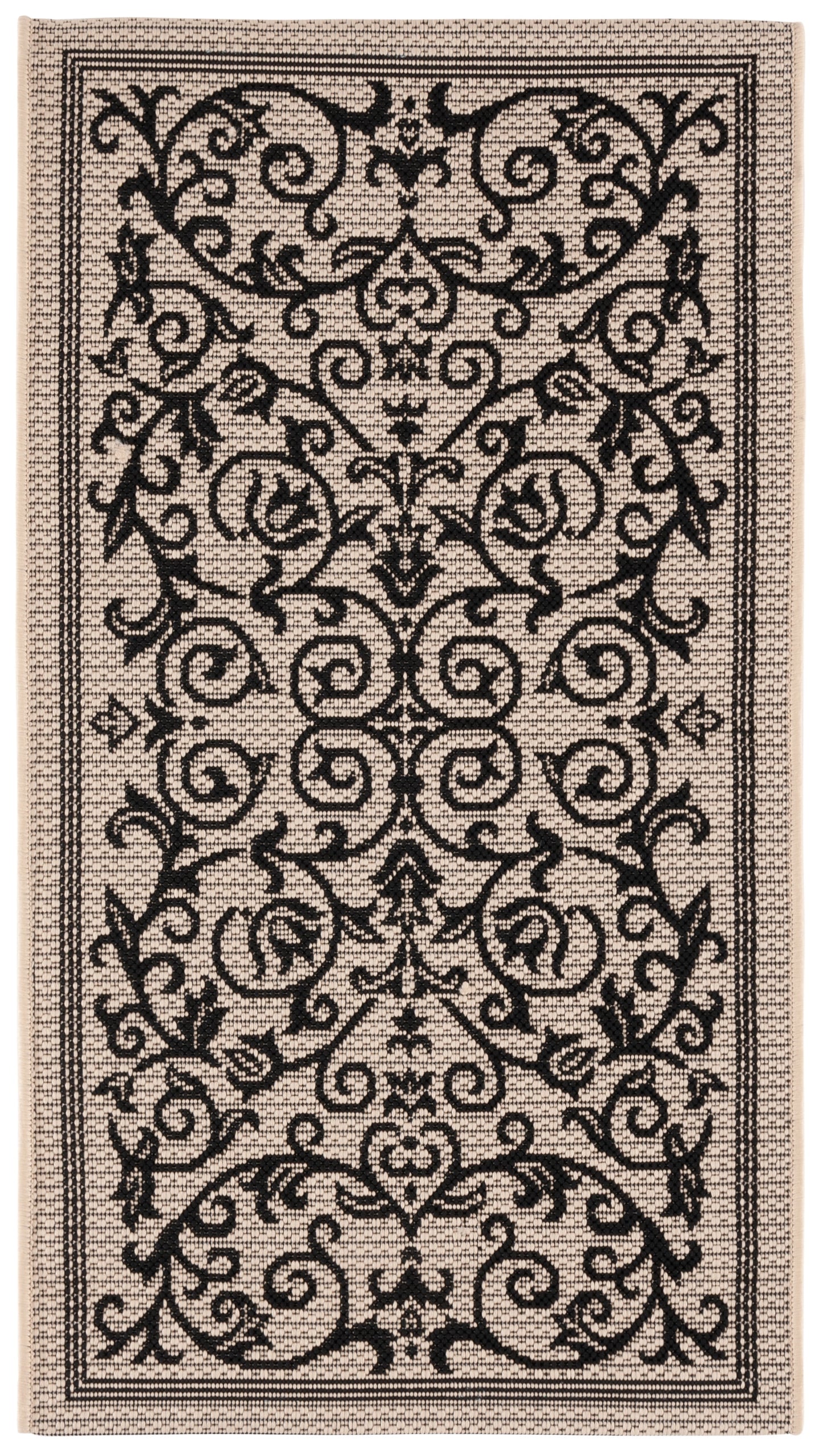 Safavieh Courtyard Nanda Botanical Indoor/Outdoor Area Rug, Sand/Black