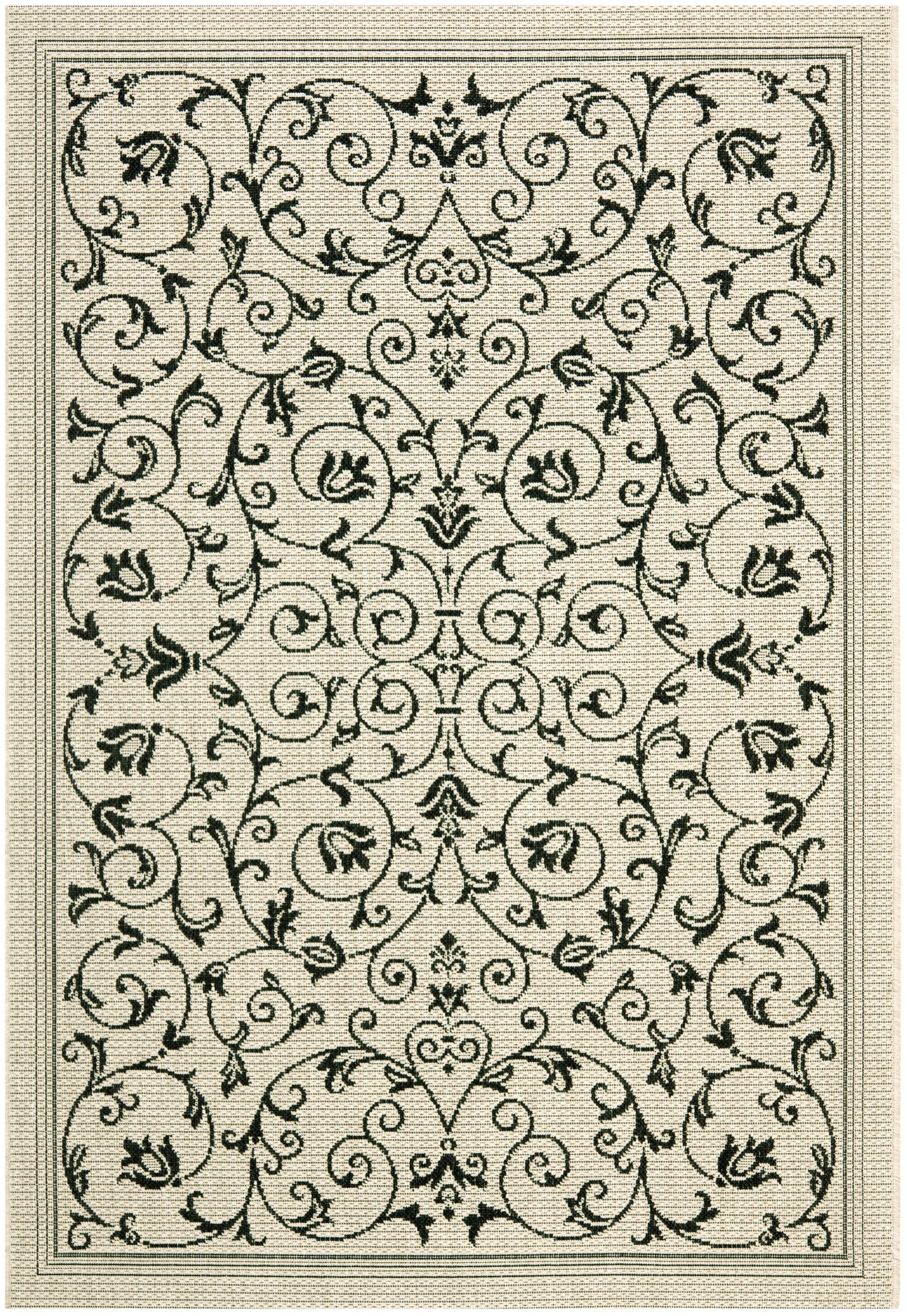 Safavieh Courtyard Nanda Botanical Indoor/Outdoor Area Rug, Sand/Black