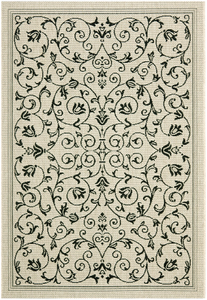 Safavieh Courtyard Nanda Botanical Indoor/Outdoor Area Rug, Sand/Black