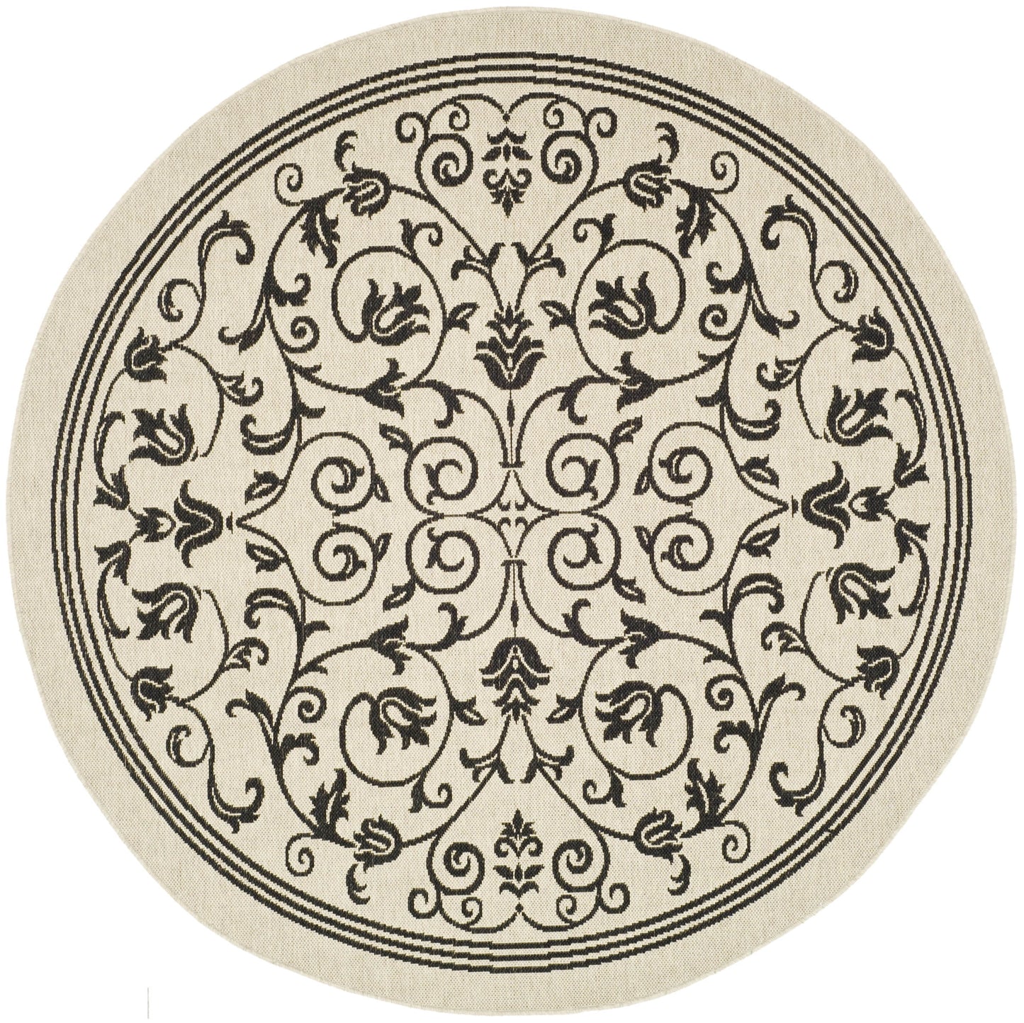 Safavieh Courtyard Nanda Botanical Indoor/Outdoor Area Rug, Sand/Black
