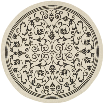 Safavieh Courtyard Nanda Botanical Indoor/Outdoor Area Rug, Sand/Black