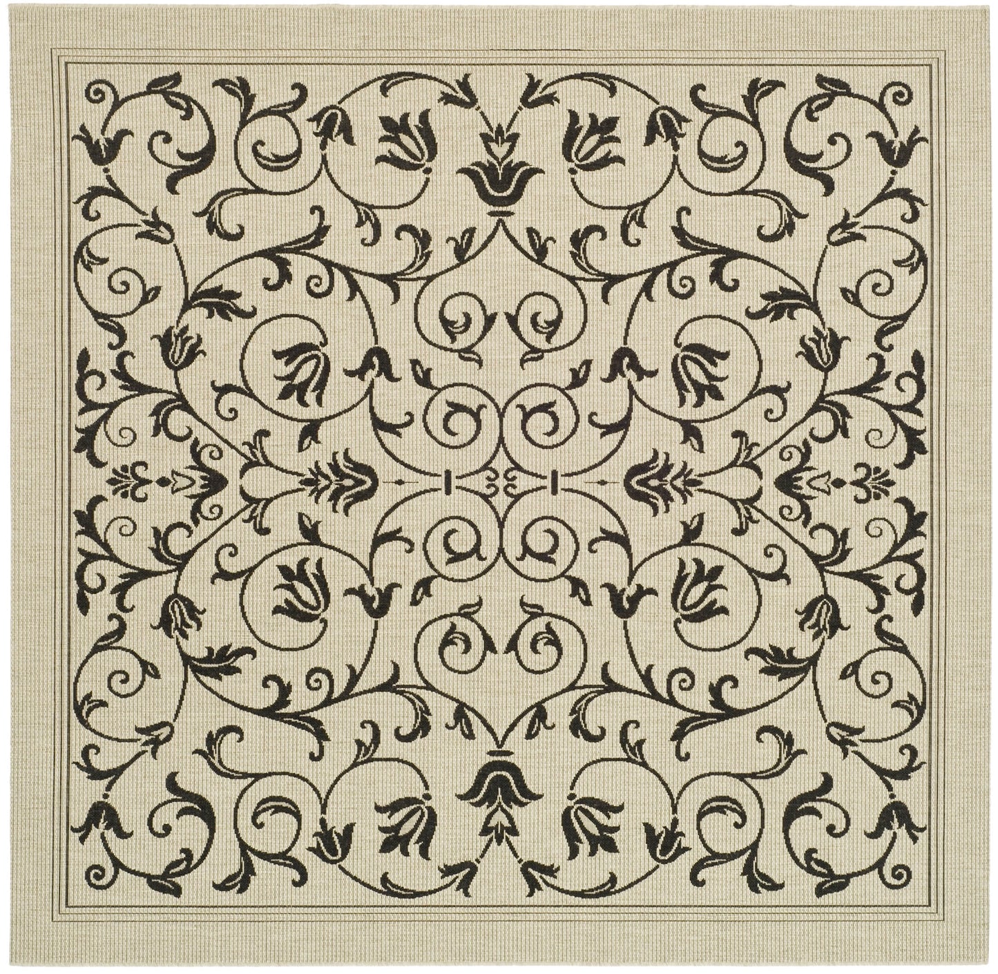 Safavieh Courtyard Nanda Botanical Indoor/Outdoor Area Rug, Sand/Black
