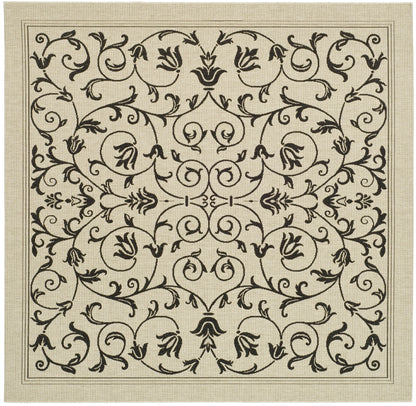 Safavieh Courtyard Nanda Botanical Indoor/Outdoor Area Rug, Sand/Black