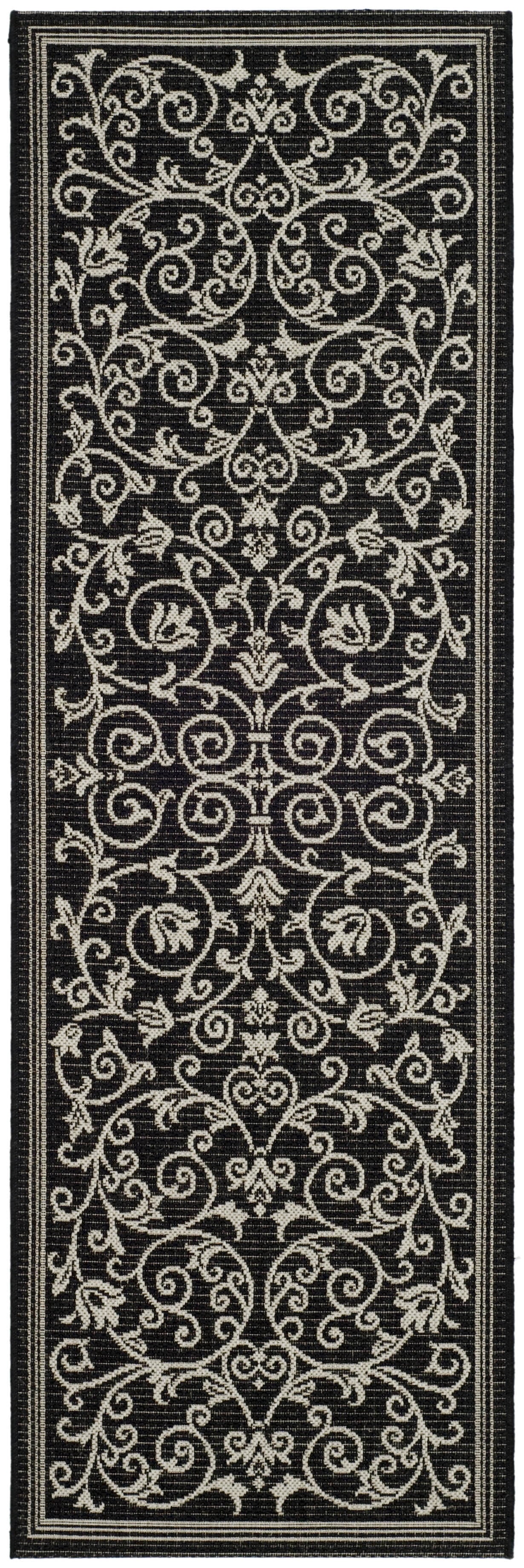 Safavieh Courtyard Nanda Botanical Indoor/Outdoor Area Rug, Sand/Black