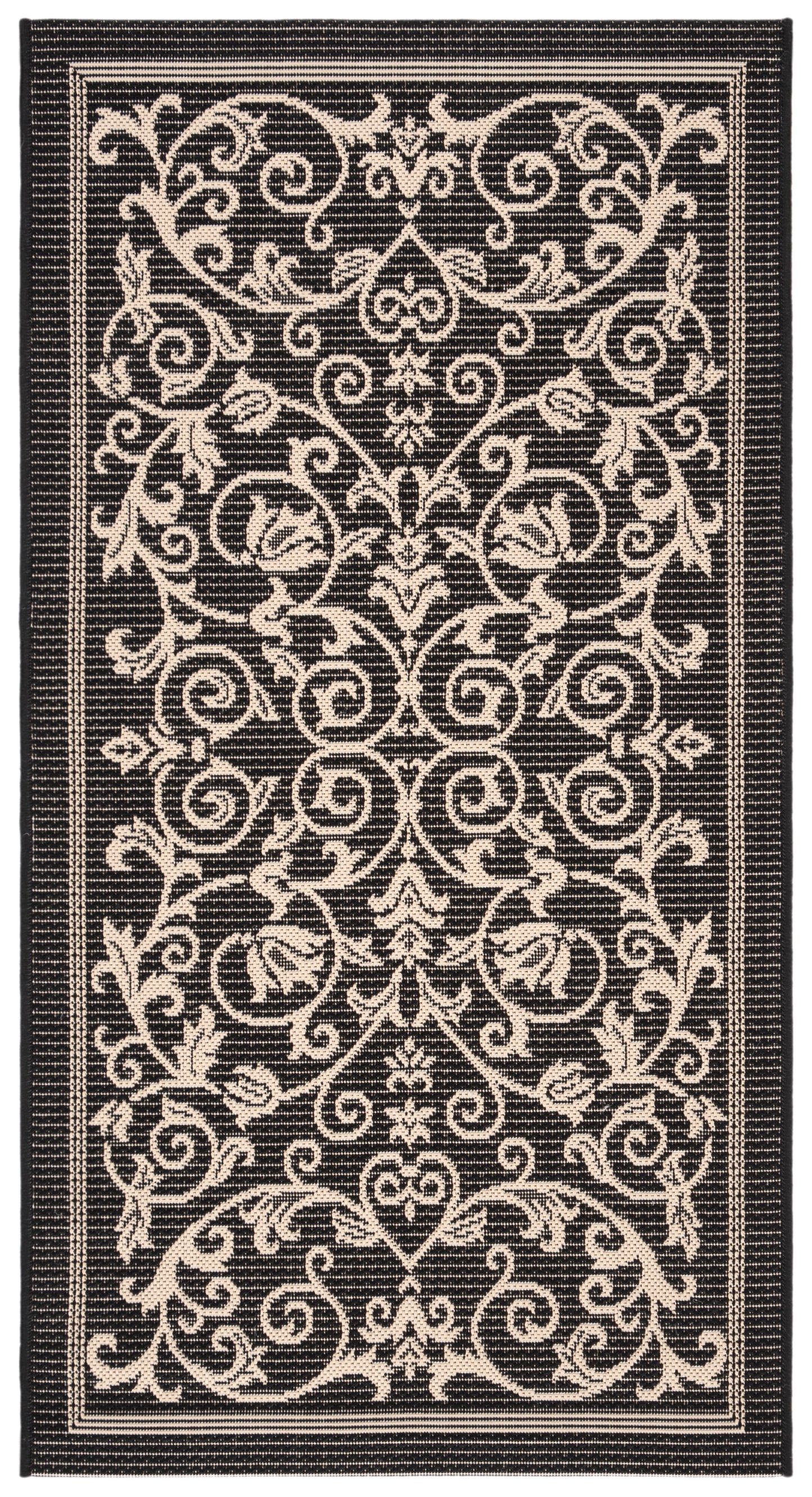 Safavieh Courtyard Nanda Botanical Indoor/Outdoor Area Rug, Sand/Black