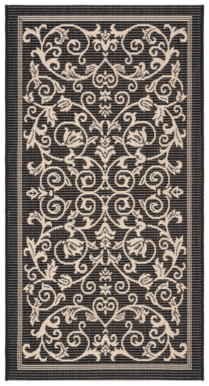 Safavieh Courtyard Nanda Botanical Indoor/Outdoor Area Rug, Sand/Black