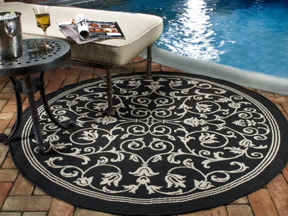 Safavieh Courtyard Nanda Botanical Indoor/Outdoor Area Rug, Sand/Black