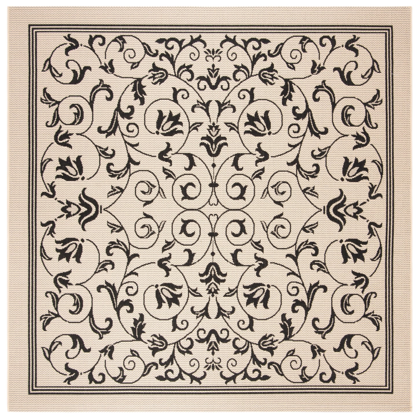 Safavieh Courtyard Nanda Botanical Indoor/Outdoor Area Rug, Sand/Black